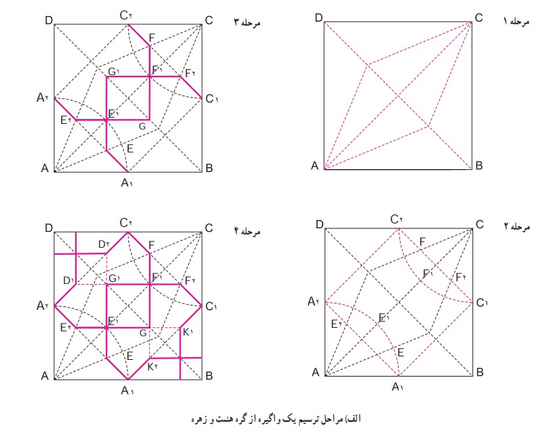 مراحل ترسیم یک واگیره از گره هشت و زهره