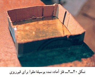 مرحله قیر ریزی در کارگاه قلم زنی صنایع دستی